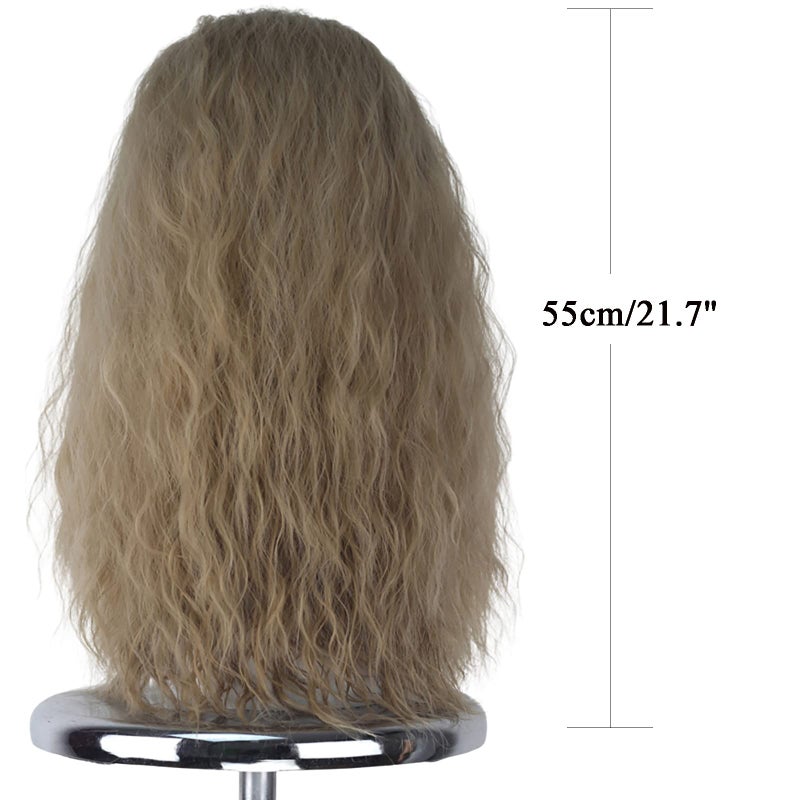 iCos Yan Dream Long Curly Fluffy Dirty Blonde Human Hair Wig Witch Hair Wig Halloween Costume Movie Cosplay Punk Wig Adult Men Women Wig - Image 3